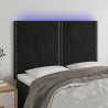 Zagłówek do łóżka z LED, czarny, 144x5x118/128 cm, aksamit