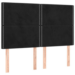Zagłówek do łóżka z LED, czarny, 144x5x118/128 cm, aksamit