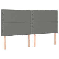 Zagłówek do łóżka z LED, ciemnoszary, 180x5x118/128 cm, tkanina