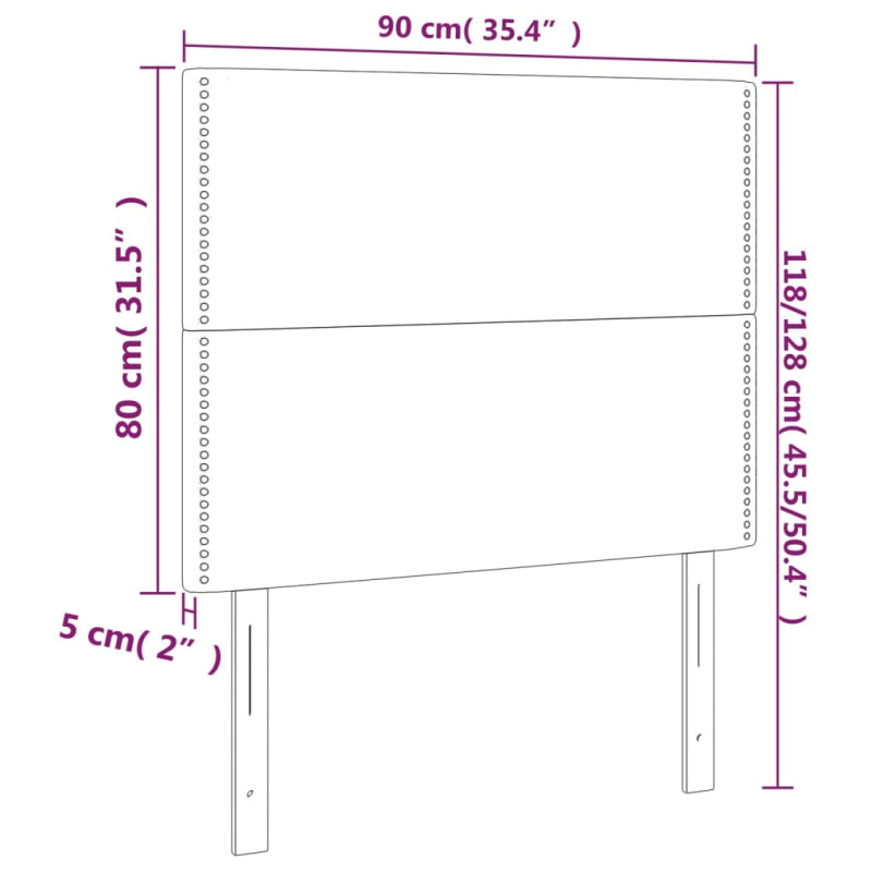 Zagłówek do łóżka z LED, czarny, 90x5x118/128 cm, aksamit