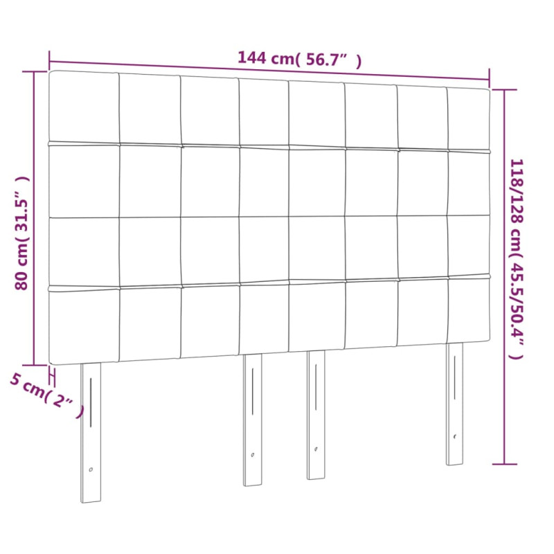 Zagłówek do łóżka z LED, czarny, 144x5x118/128 cm, tkanina