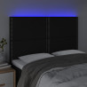 Zagłówek do łóżka z LED, czarny, 144x5x118/128 cm, tkanina