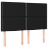 Zagłówek do łóżka z LED, czarny, 144x5x118/128 cm, tkanina