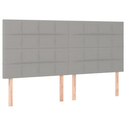 Zagłówek do łóżka z LED, jasnoszary, 160x5x118/128 cm, tkanina
