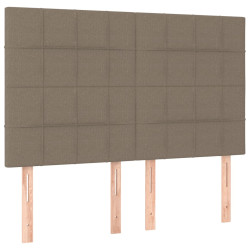 Zagłówek do łóżka z LED, taupe, 144x5x118/128 cm, tkanina