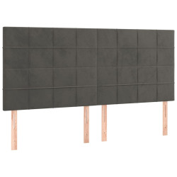 Zagłówek do łóżka z LED, ciemnoszary, 200x5x118/128 cm, aksamit