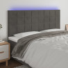 Zagłówek do łóżka z LED, ciemnoszary, 160x5x118/128 cm, aksamit