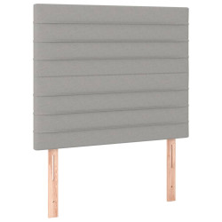 Zagłówek do łóżka z LED, jasnoszary, 100x5x118/128 cm, tkanina