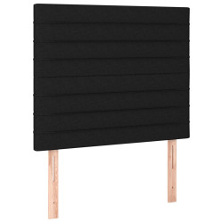 Zagłówek do łóżka z LED, czarny, 100x5x118/128 cm, tkanina