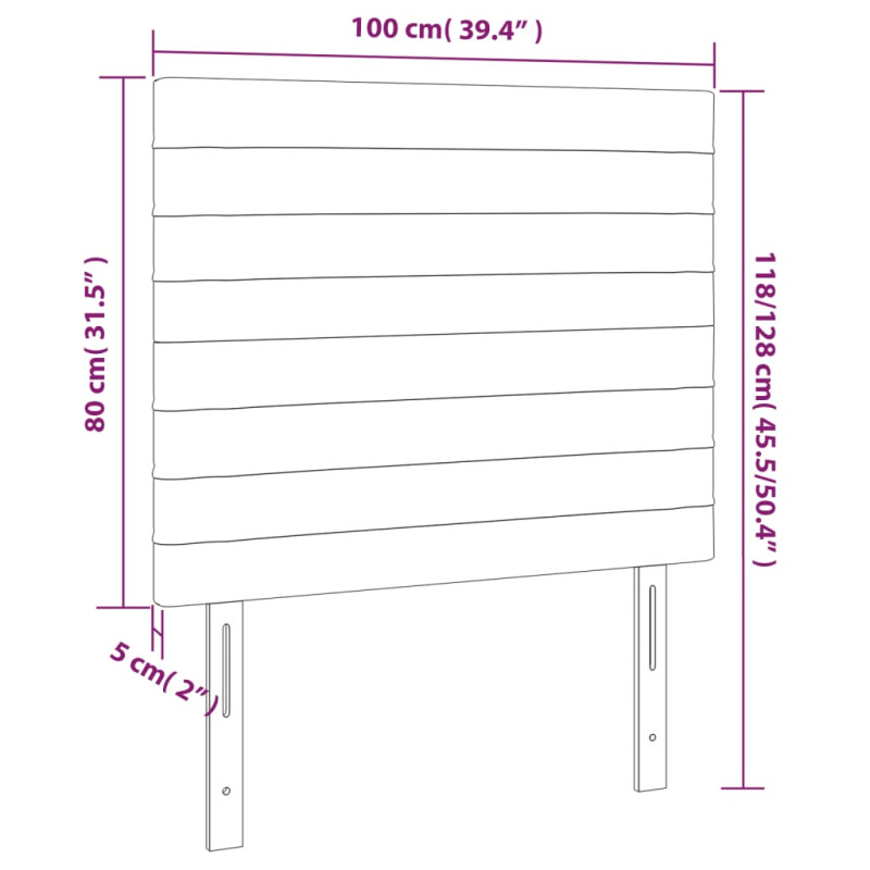 Zagłówek do łóżka z LED, czarny, 100x5x118/128 cm, tkanina