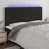 Zagłówek do łóżka z LED, czarny, 180x5x118/128 cm, tkanina