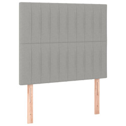 Zagłówek do łóżka z LED, jasnoszary, 90x5x118/128 cm, tkanina
