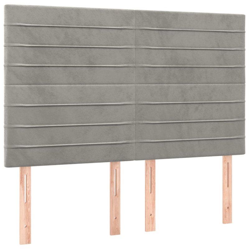 Zagłówek do łóżka z LED, jasnoszary, 144x5x118/128 cm, aksamit
