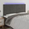 Zagłówek do łóżka z LED, ciemnoszary, 200x5x118/128 cm, aksamit