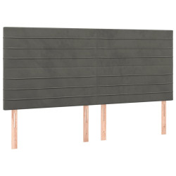 Zagłówek do łóżka z LED, ciemnoszary, 200x5x118/128 cm, aksamit