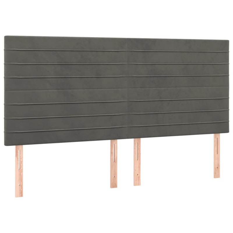 Zagłówek do łóżka z LED, ciemnoszary, 200x5x118/128 cm, aksamit