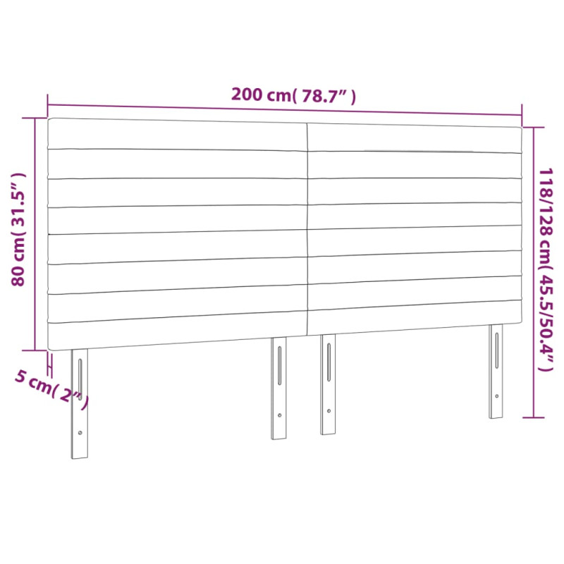 Zagłówek do łóżka z LED, ciemnozielony, 200x5x118/128 cm