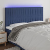 Zagłówek do łóżka z LED, niebieski, 200x5x118/128 cm, tkanina