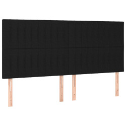 Zagłówek do łóżka z LED, czarny, 180x5x118/128 cm, tkanina
