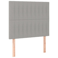 Zagłówek do łóżka z LED, jasnoszary, 100x5x118/128 cm, tkanina