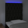 Zagłówek do łóżka z LED, czarny, 80x7x118/128 cm, tkanina
