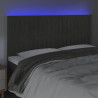 Zagłówek do łóżka z LED, ciemnoszary, 160x5x118/128 cm, aksamit