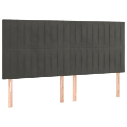 Zagłówek do łóżka z LED, ciemnoszary, 200x5x118/128 cm, aksamit