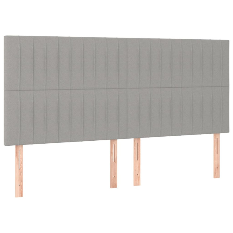 Zagłówek do łóżka z LED, jasnoszary, 200x5x118/128 cm, tkanina