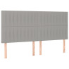 Zagłówek do łóżka z LED, jasnoszary, 200x5x118/128 cm, tkanina