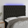 Zagłówek do łóżka z LED, czarny, 144x7x118/128 cm, tkanina