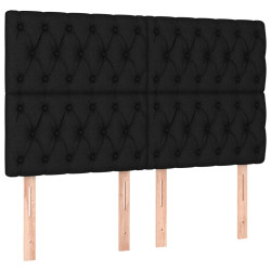 Zagłówek do łóżka z LED, czarny, 144x7x118/128 cm, tkanina