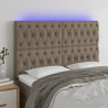 Zagłówek do łóżka z LED, taupe, 144x7x118/128 cm, tkanina