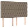 Zagłówek do łóżka z LED, taupe, 144x7x118/128 cm, tkanina
