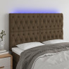 Zagłówek do łóżka z LED ciemnobrązowy 160x7x118/128 cm tkanina