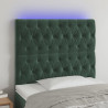 Zagłówek do łóżka z LED, ciemnozielony, 100x7x118/128 cm