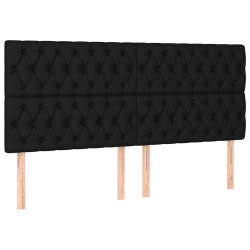 Zagłówek do łóżka z LED, czarny, 180x7x118/128 cm, tkanina