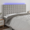Zagłówek do łóżka z LED, jasnoszary, 160x5x118/128 cm, tkanina