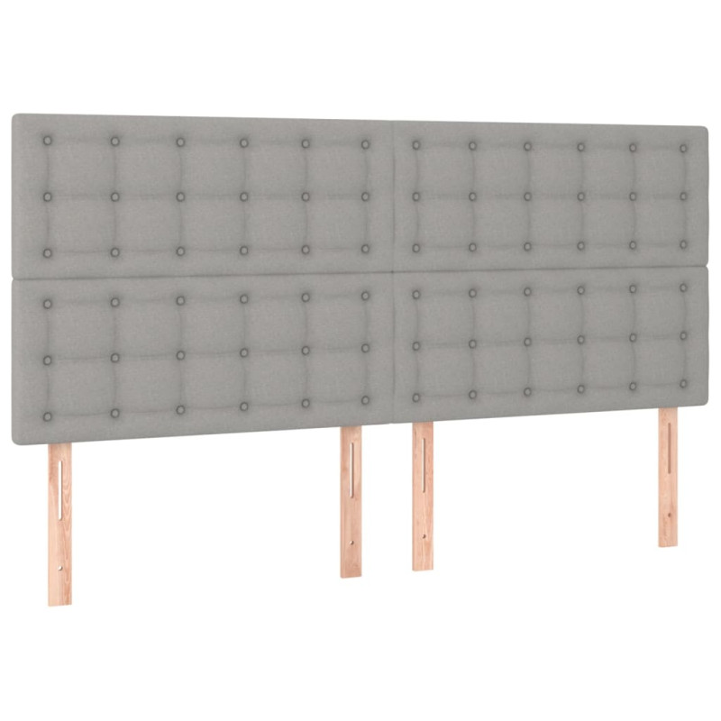 Zagłówek do łóżka z LED, jasnoszary, 160x5x118/128 cm, tkanina