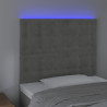 Zagłówek do łóżka z LED, jasnoszary, 100x5x118/128 cm, aksamit