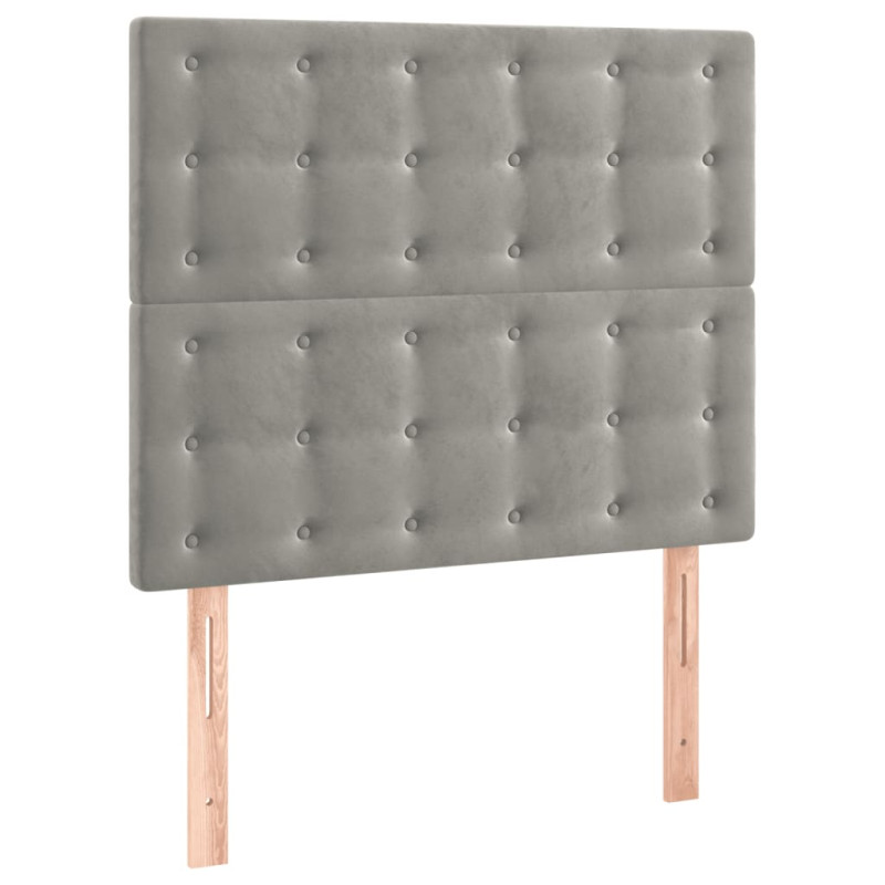 Zagłówek do łóżka z LED, jasnoszary, 100x5x118/128 cm, aksamit