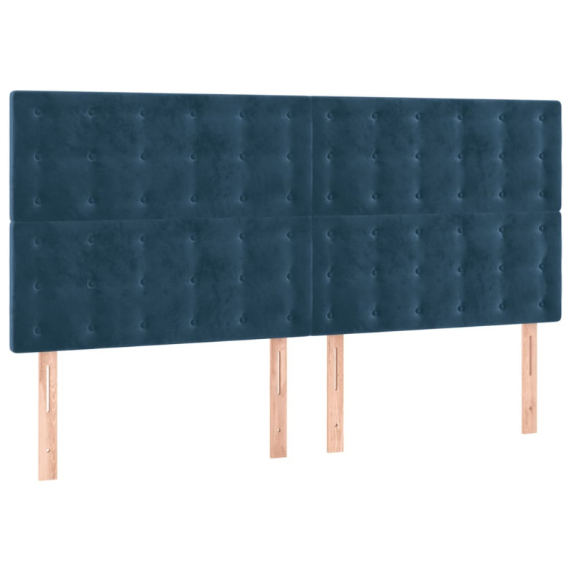 Zagłówek do łóżka z LED, ciemnoniebieski, 200x5x118/128 cm