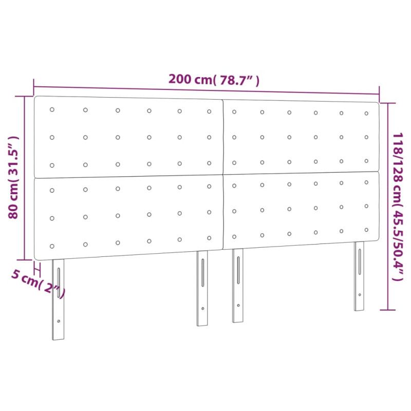 Zagłówek do łóżka z LED, kremowy, 200x5x118/128 cm, tkanina