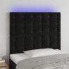 Zagłówek do łóżka z LED, czarny, 100x5x118/128 cm, aksamit