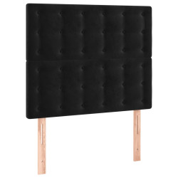 Zagłówek do łóżka z LED, czarny, 100x5x118/128 cm, aksamit