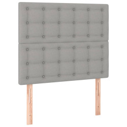 Zagłówek do łóżka z LED, jasnoszary, 80x5x118/128 cm, tkanina