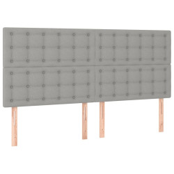 Zagłówek do łóżka z LED, jasnoszary, 180x5x118/128 cm, tkanina