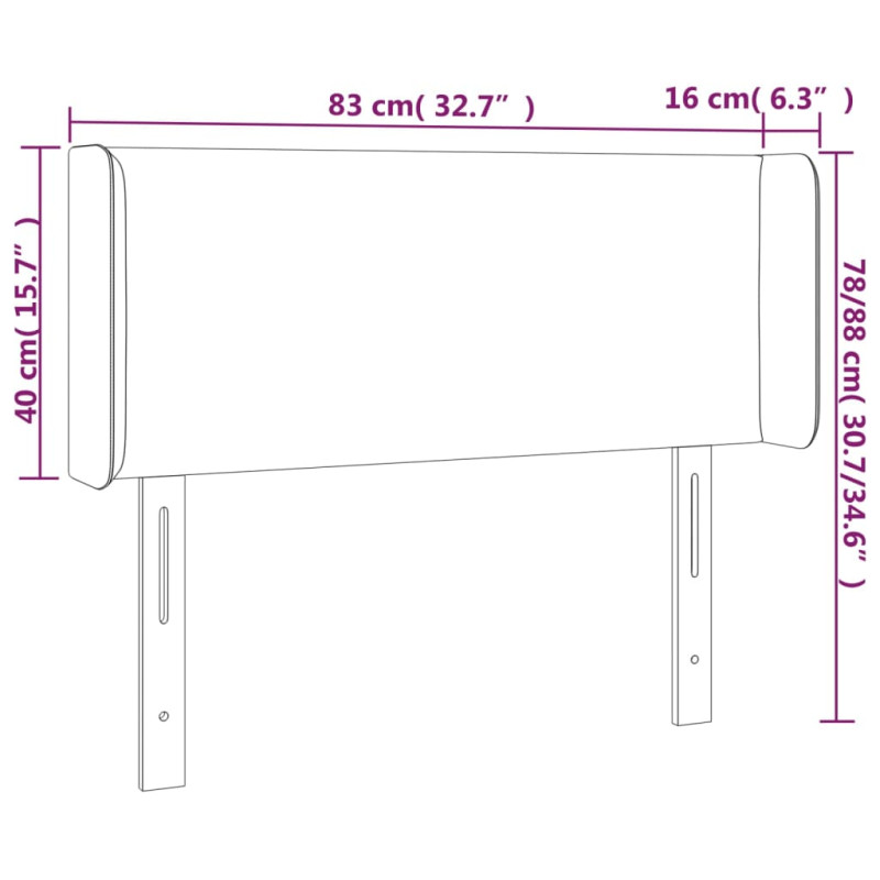 Zagłówek do łóżka z LED, biały, 83x16x78/88 cm, sztuczna skóra
