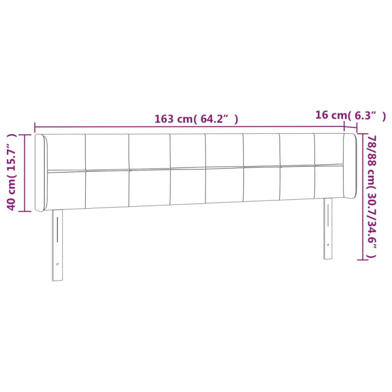 Zagłówek do łóżka z LED ciemnoniebieski 163x16x78/88 cm aksamit