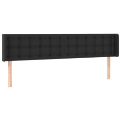 Zagłówek do łóżka z LED, czarny, 163x16x78/88cm, sztuczna skóra