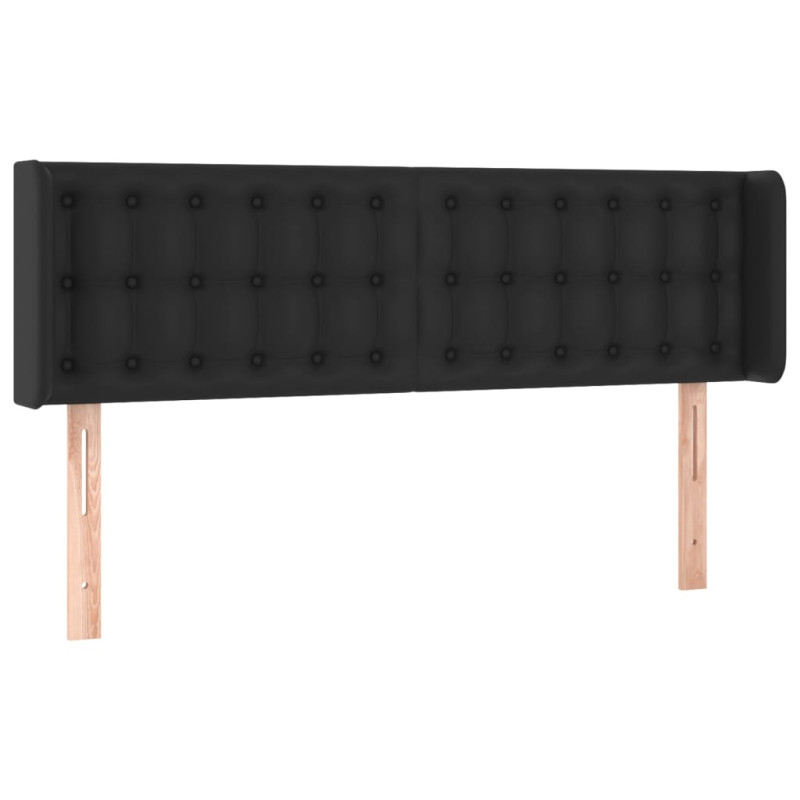 Zagłówek do łóżka z LED, czarny, 147x16x78/88cm, sztuczna skóra